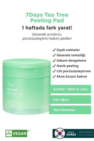 Ariul 7Days Tea Tree Peeling Pad - Çay Ağacı Gözenek Arındırıcı Peeling Ped