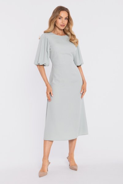 Made of Emotion Rochie midi cu mâneci bufante și decolteu în V - verde mentă