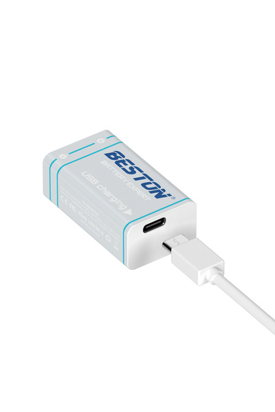 Beston 9V 1000mAh USB şarj edilebilir Li-ion batarya USB to TYPE-C Chargıng usb kablolu 9V şarj edilebilir pil