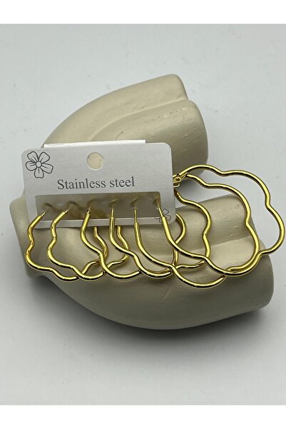 BİJU YILMAZ 26clk56 gold wave form steel earring set