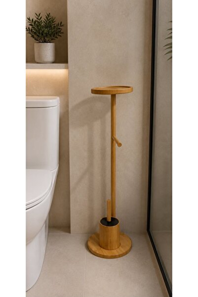 morponi Wooden Bamboo Multi-Purpose Toilet Paper Holder, Stand with Refills a...