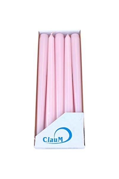 Claum Set of 10 conical candles, powder pink, 24 cm,
