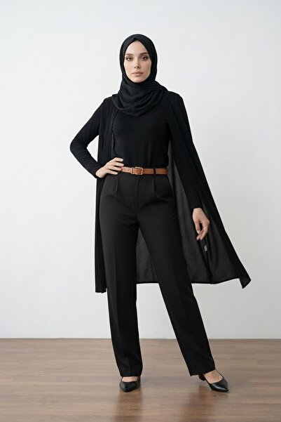 mooishan Marian Women's Black High Waist Oversize Wide Leg 106 cm Length Lycr...