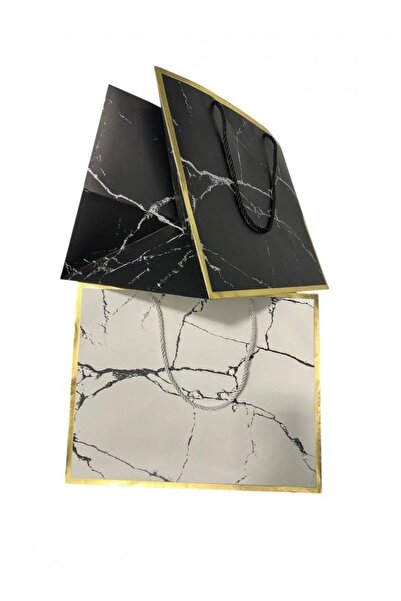 OEM Pungi Cadou Faiantat Chenar Auriu Late 12/set 21x22x17cm Alb
