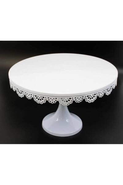 OEM Platou Metal Prajituri Rotund Dantelat 30cm Alb