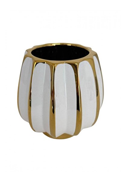 OEM White Ceramic Flower Pot With Gold