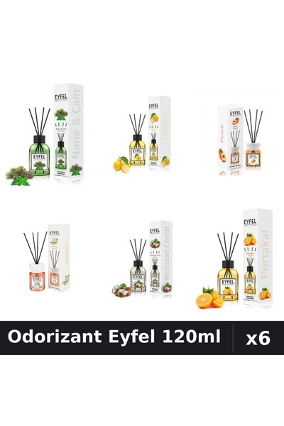 Eyfel Set 6 Odorizante Camera Betisoare - 6 Arome Asortate, 120ml Parfum