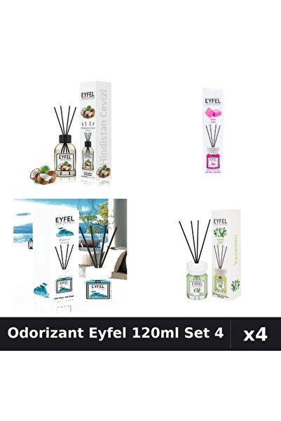 Eyfel Set 4 Odorizant Camera Betisoare 120ml - Nuca Cocos, Bubble Gum, Ocean,...