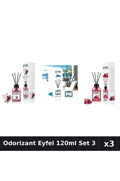 Eyfel Set 3 Odorizant Camera Betisoare 120ml - Bouquet, Ocean, Fructe Pădure