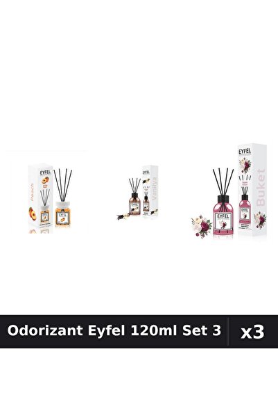 Eyfel Set 3 Odorizant Camera Betisoare 120ml - Piersică, Vanilie, Bouquet