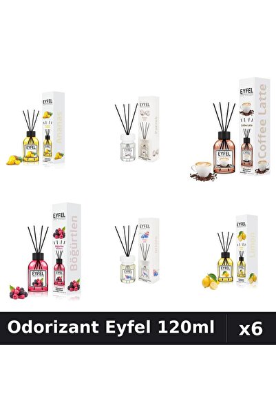 Eyfel Set 6 Odorizante Camera Betisoare - 6 Arome Asortate, 120ml Parfum Intens