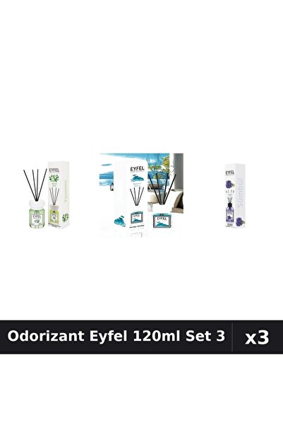 Eyfel Set 3 Odorizant Camera Betisoare 120ml - Iasomie, Ocean, Zambile