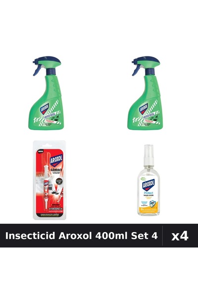 Aroxol Set 4 Insecticid 400ml + Repelent 85ml - Anti Gandaci, Tantari, Muste