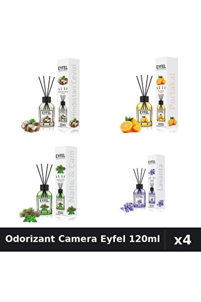 Eyfel Set 4 Odorizant Camera Betisoare 120ml - Lavanda, Nuca Cocos, Portocala...