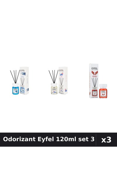Eyfel Set 3 Odorizant Camera Betisoare 120ml - Cool Water, Orhidee, Red Dragon
