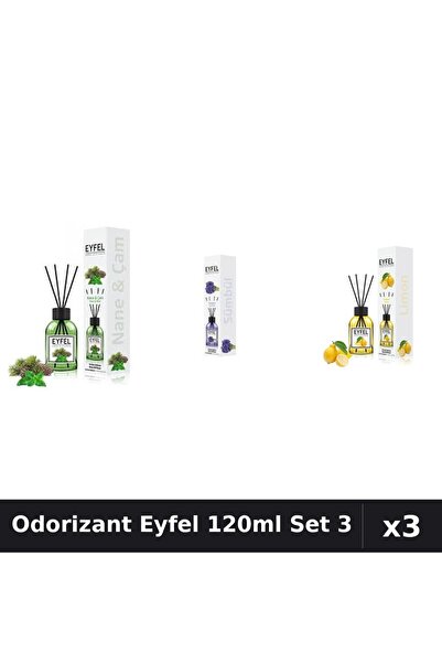 Eyfel Set 3 Odorizant Camera Betisoare 120ml - Lămâie, Pin Mentă, Zambile