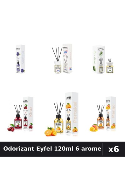 Eyfel Set 6 Odorizante Camera Betisoare 120ml - 6 Arome: Zambile, Orhidee, La...