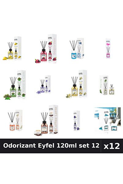 Eyfel Set 12 Odorizant Camera Betisoare 120ml - 12 Arome Asortate, Parfum Intens
