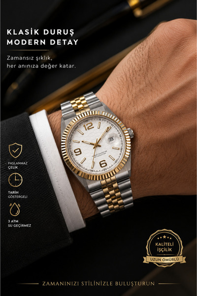 Arenmc store Trend Model Steel Men's Wristwatch 3 Atm Water Resistance Gift S...