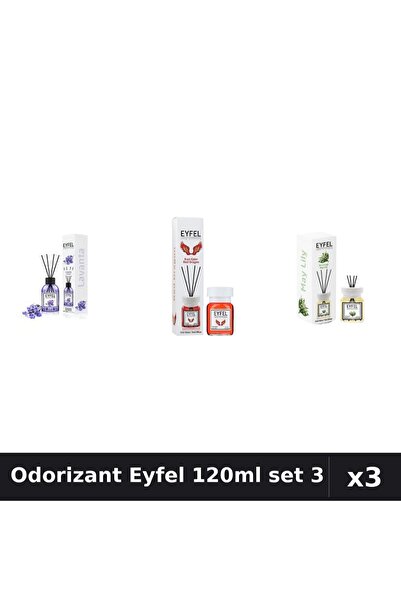 Eyfel Set 3 Odorizant Camera Betisoare 120ml - Lavanda, Red Dragon, Lacramioare