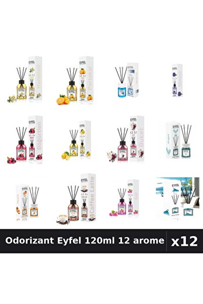 Eyfel Set 12 Odorizant Camera Betisoare 120ml - 12 Arome Asortate, Parfum Intens