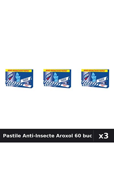 Aroxol Set 3 Pastile Anti-Insecte 60 bucati - Protectie Eficienta Gandaci, Ta...