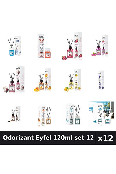 Eyfel Set 12 Odorizant Camera Betisoare 120ml - 12 Arome Asortate, Parfum Intens
