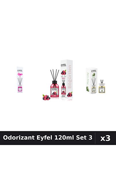 Eyfel Set 3 Odorizant Camera Betisoare 120ml - Bubble Gum, Fructe Pădure, Lac...