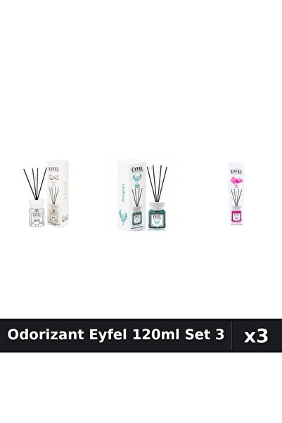 Eyfel Set 3 Odorizant Camera Betisoare 120ml - Angel, Bumbac, Bubble Gum