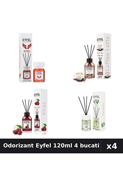 Eyfel Set 4 Odorizant Camera Betisoare 120ml - Red Dragon, Cafea, Cirese, Ias...