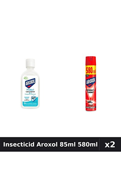 Aroxol Set 2 Insecticid - Loțiune Repelent 85ml, Spray 580ml - Protecție Insecte