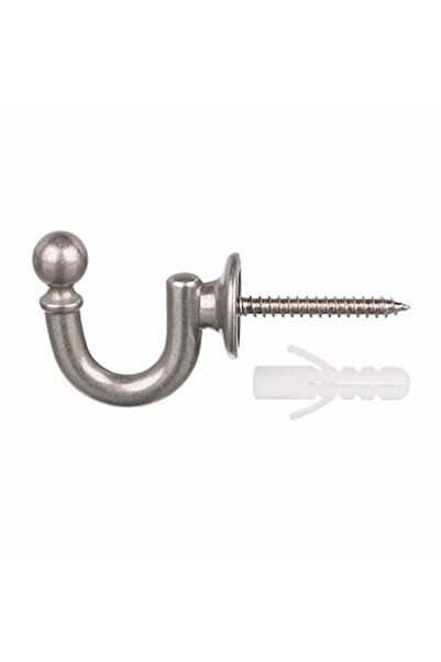 SHOPIENS Metal Hook for Curtain Drapery 35mm Silver Made of Steel With Screw ...