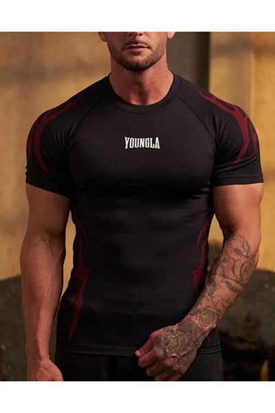 Sthxyfaith Letter Logo Mens Compression Short Sleeve Tee Tribal Pattern Quick...