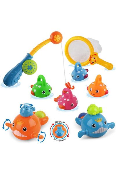 Arabest Bath Toys Fishing Game Set with Wind-Up Swimming Toys for Toddlers,8 ...