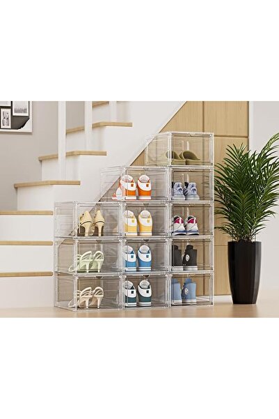 Arabest 6-Pack Clear Plastic Shoe Box, Stackable Shoe Organizer with Lids, Tr...