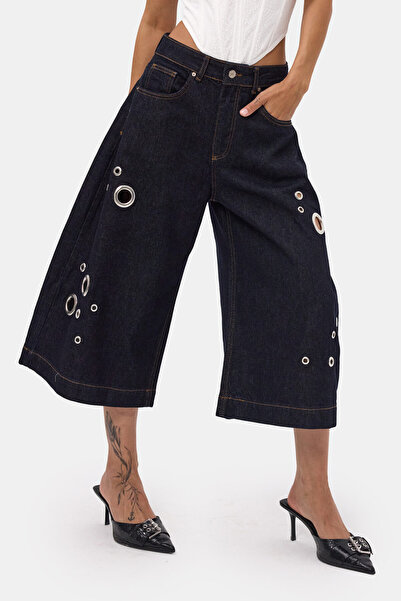 it's basic Kadın İndigo Selvedge 7s6-50 Maxi Boy Tasarım Bermuda Şort