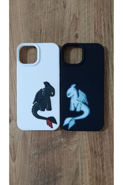 Newon iPhone 15 Pro Max Dragon Printed Lover's Couple Phone Case (2 Cases)
