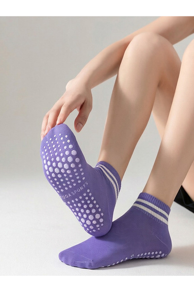Styli Dual Stripe Ankle Length Silicon Pad Yoga Socks