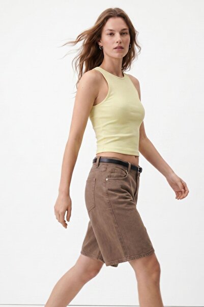 Rays Yellow Round Neck Crop Tank Top 8163A