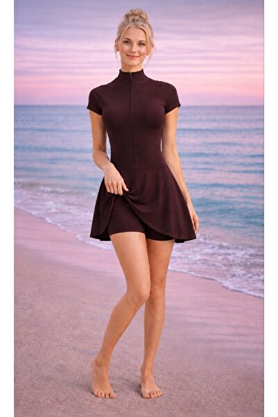 Maison La Femme Women's Shorts Skirted Zippered Swimsuit
