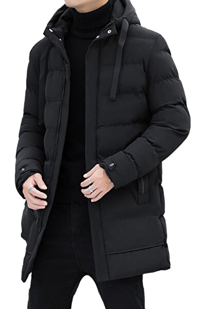 OEM Black long thick winter jacket, lined for men, size L