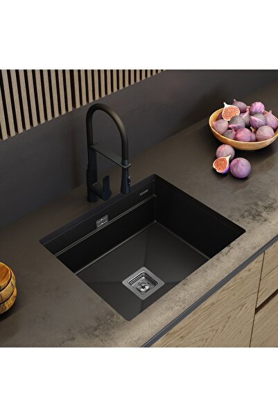 Granitan Chiuveta, Granitan, EPIR 60, o cuva, 600x500mm, negru, cu sifon