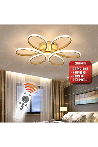 Elektroyou Star Eskitme Kumandalı 3 Renk Ledli Dimmerli Plafonyer Modern Ledl...