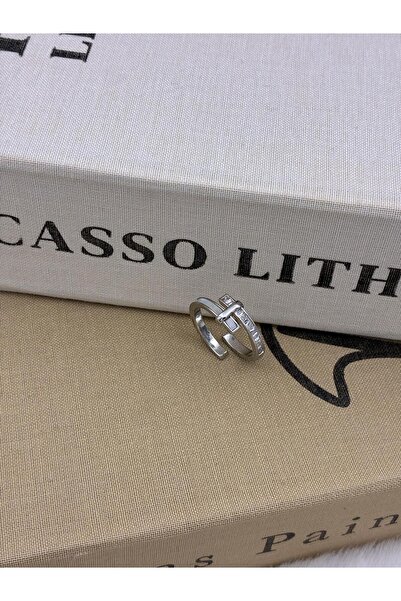 Hedef Bijuteri Silver Color White Pearlescent Baguette Zircon Stone Detailed ...