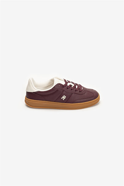 Tommy Hilfiger Kadın Kontrast Topuklu Monogram Logolu Sneaker - Bordo