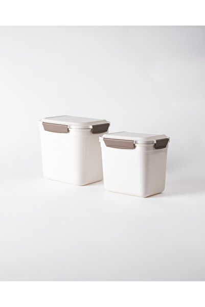 Madame Coco Granada 2-Piece Deep Rectangular Storage Container - Soft Ecru - ...