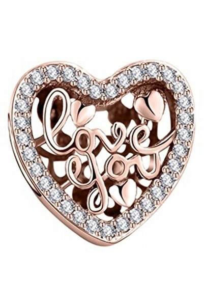 Larezo Charm Pendant For Modular Bracelets, 925 Silver Plated With 18K Rose G...