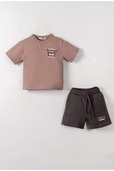 nk kids طقم تي شيرت وشورت بني مطبوع عليه مدينة نيويورك للأولاد الصغار من NK، ...