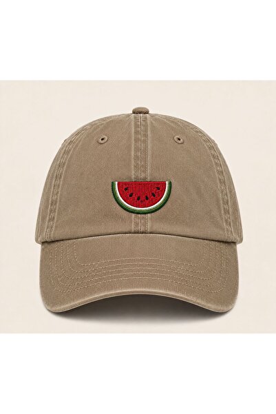 WeavedCo Minimal Watermelon Embroidered Vintage Washed Cap Hat