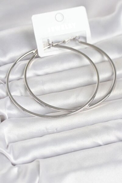 norsary Silver Color Brass Cornered Edge Hoop 72 mm Women's Earrings